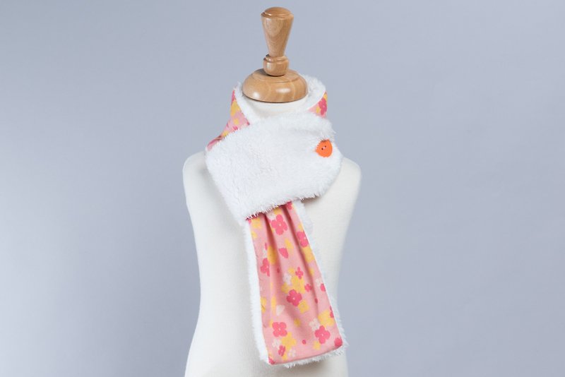 两段式围巾-粉底花 儿童 幼儿 婴儿 围巾 外套 保暖 - 围嘴/口水巾 - 棉．麻 紫色