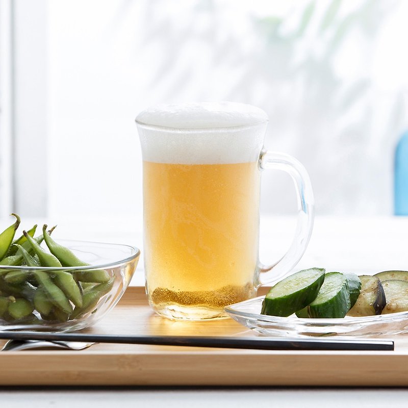 日本ADERIA 手仿陶啤酒杯310ml - 酒杯/酒器 - 玻璃 透明