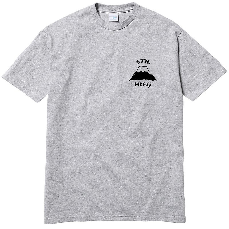 左胸 Mt Fuji 3776 短袖T恤 灰色 富士山 日本 雪 礼物 - 男装上衣/T 恤 - 棉．麻 灰色