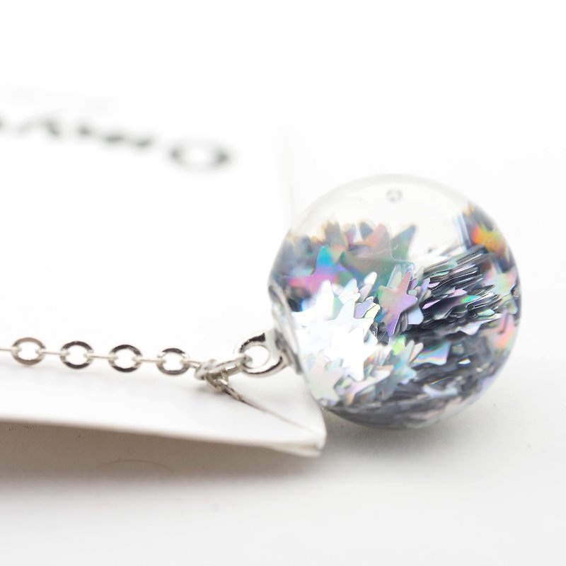 “爱家作-OMYWAY”DIY 星星 水 飘浮 玻璃球 颈链 Water Necklace - Glass Globe Necklace 1.4cm - 颈链 - 玻璃 白色