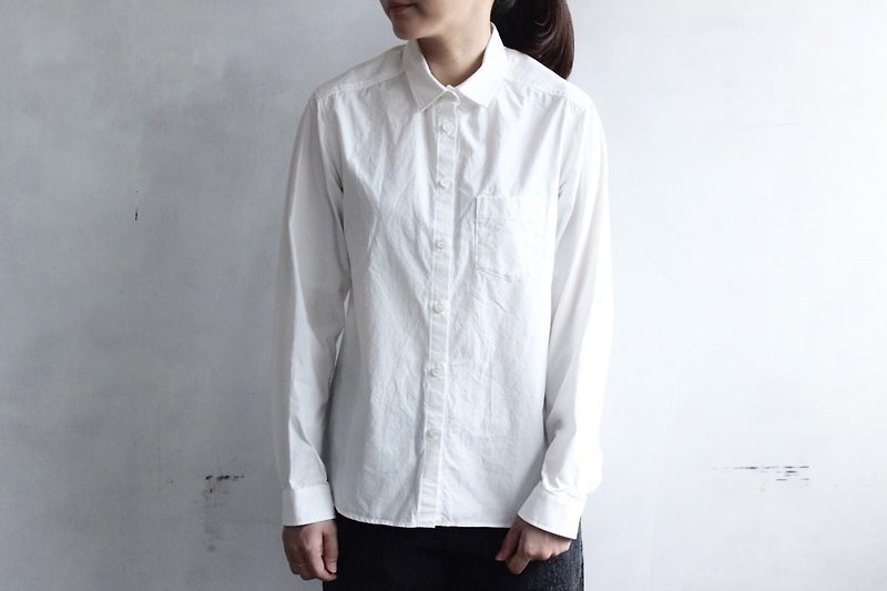 タイプライタースタンダードシャツ/WH - 女装上衣 - 棉．麻 白色