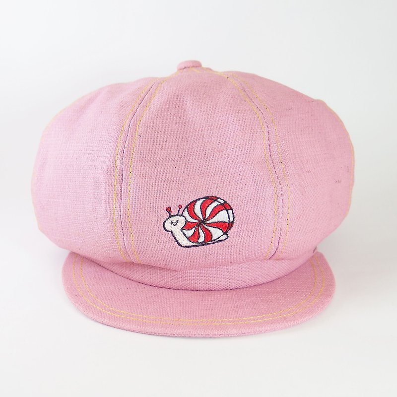 粉红亚麻报童帽 / 薄荷糖蜗牛 - 帽子 - 棉．麻 粉红色
