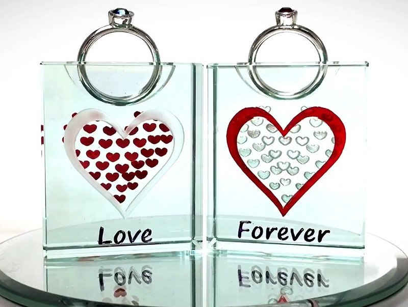 我们的戒指座 - Heart To Heart （包雕刻彩绘名字及日期） - 其他 - 玻璃 透明