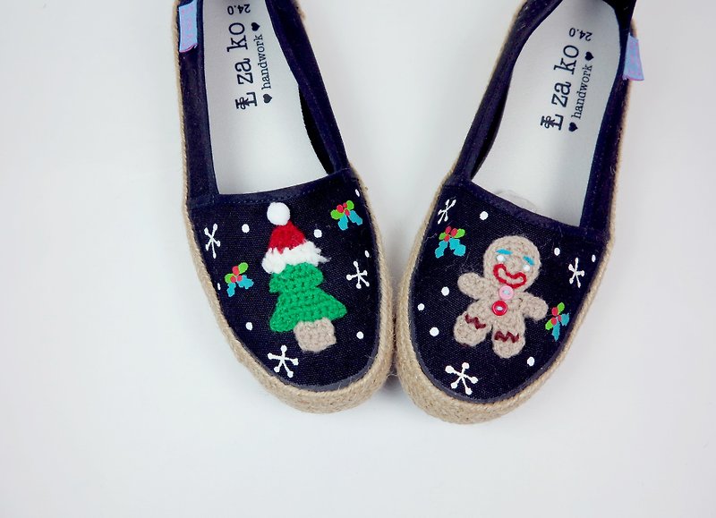 L-zako 手作休闲懒人便鞋 限量黑底 圣诞节 款＊（有编织款) - 女款休闲鞋 - 棉．麻 绿色