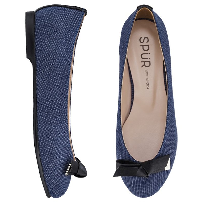 SPUR 皮质蝴蝶结平底鞋 LS8030 BLUE - 女款牛津鞋/乐福鞋 - 其他材质 蓝色