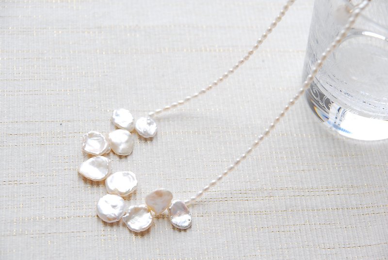花びらケシパールのネックレス14kgf - 项链 - 宝石 白色