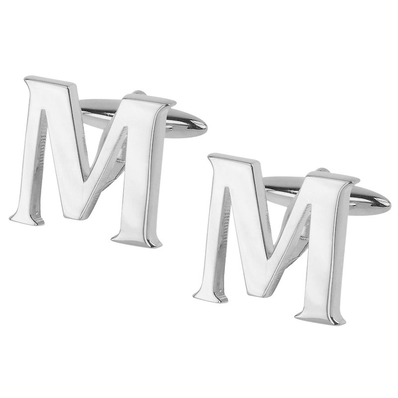 银色字母M袖扣 - 袖扣 - 其他金属 银色
