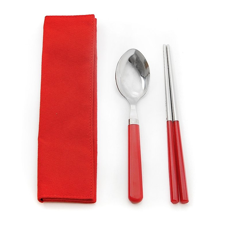 台湾第一筷。讨喜餐具组。小件筷匙组 - 餐刀/叉/匙组合 - 其他金属 红色