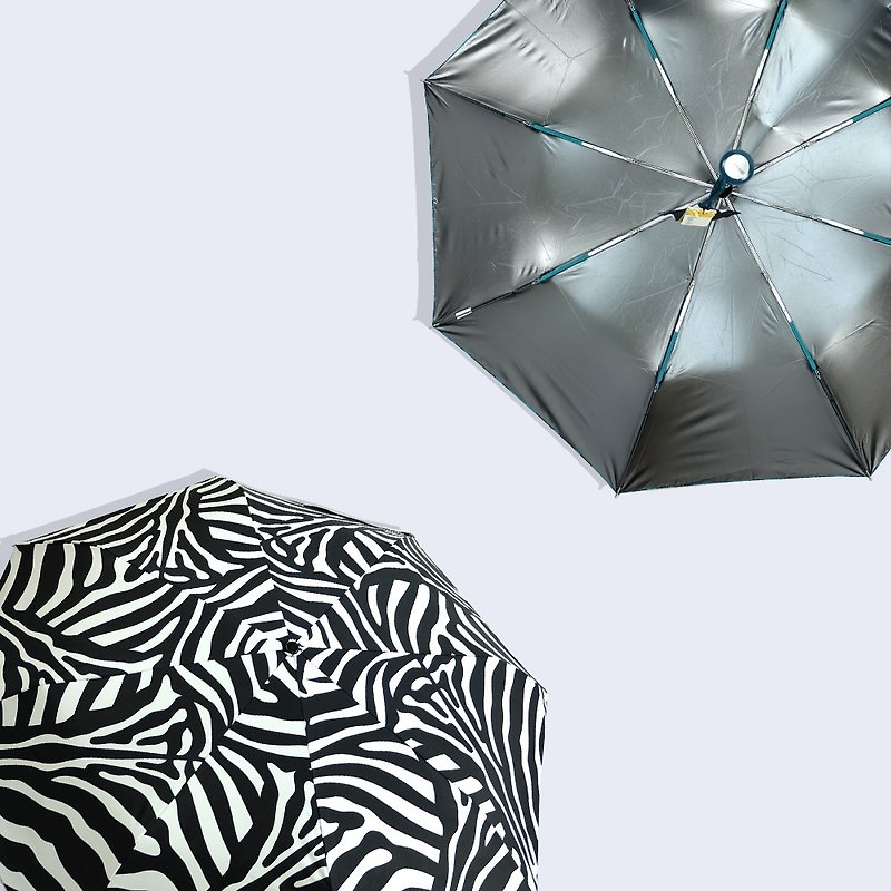 【台湾文创 Rain's talk】冻龄动物纹抗UV三折自动开收伞 - 雨伞/雨衣 - 防水材质 黑色