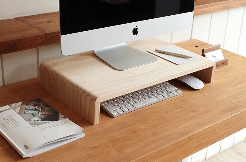 现货-ㄇ型原木屏幕架-键盘架-小架子(公版1) - 置物架/篮子 - 木头 咖啡色