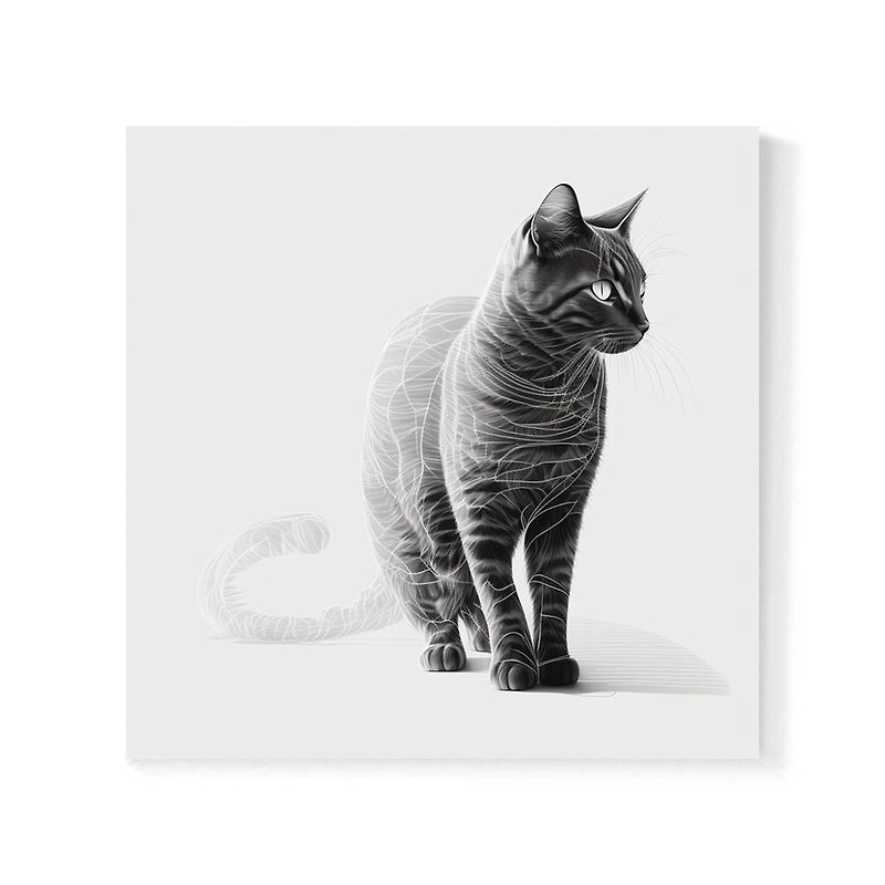 |无框画|线条猫咪|装饰画| - 海报/装饰画/版画 - 棉．麻 白色