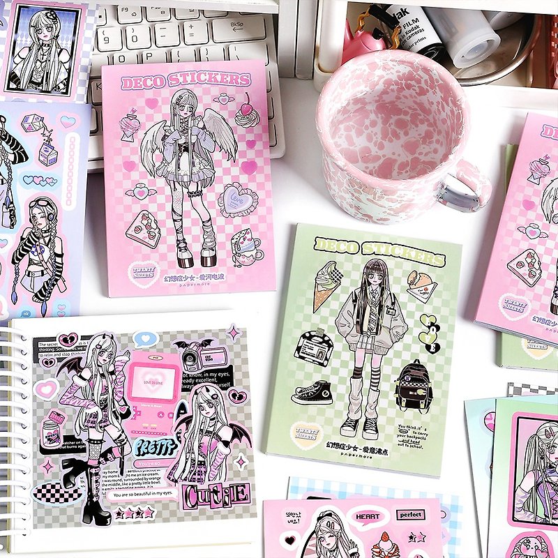 papermore幻想症少女系列二次元女孩手帐装饰不干胶贴纸本 - 贴纸 - 纸 