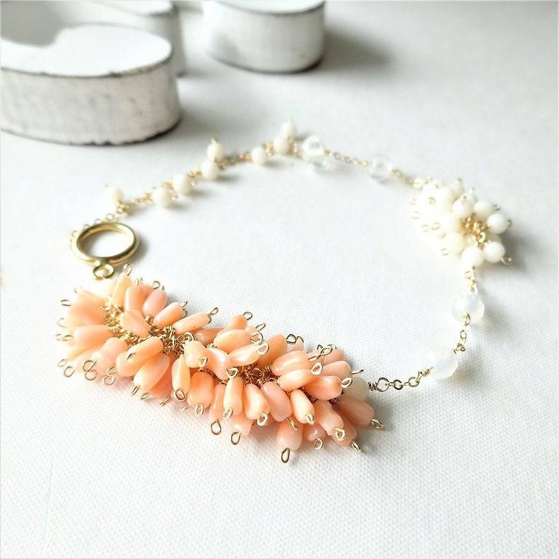 14kgf*Natural Coral special bracelet - 手链/手环 - 宝石 粉红色