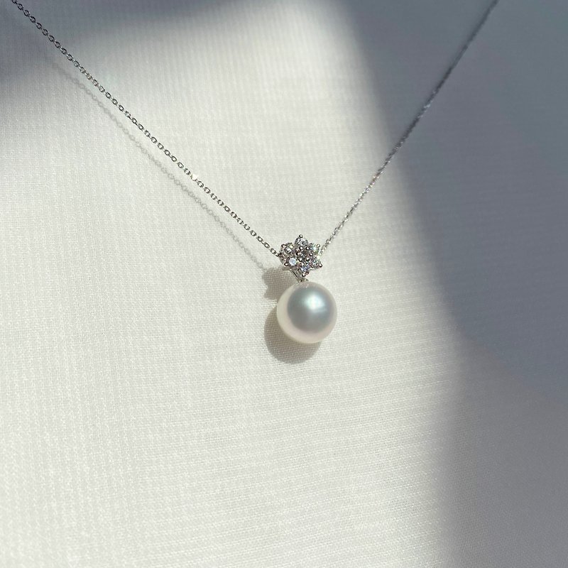 天然南洋白珍珠18K钻石项錬 项錬两段可调长度 定制化珠宝 - 项链 - 宝石 白色