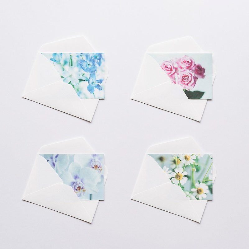 花のメッセージカード 4種20枚セット 手のひらサイズ 淡色 FTS-002A - 卡片/明信片 - 纸 