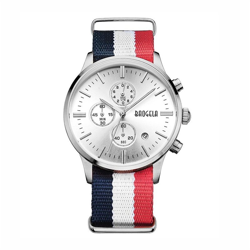 BAOGELA - VENICE系列 银表盘 / 蓝白红 NATO 手表 - 女表 - 其他材质 红色