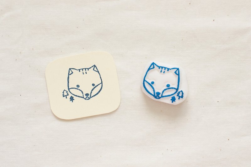 手刻狐狸胸橡皮章印章 - 印章/印台 - 橡胶 白色