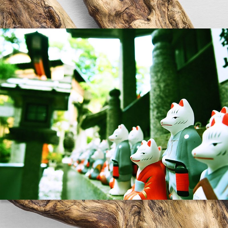 动物星球名信片/相片卡 - 狐狸大神 Fox in Kyoto Postcard - 卡片/明信片 - 纸 蓝色