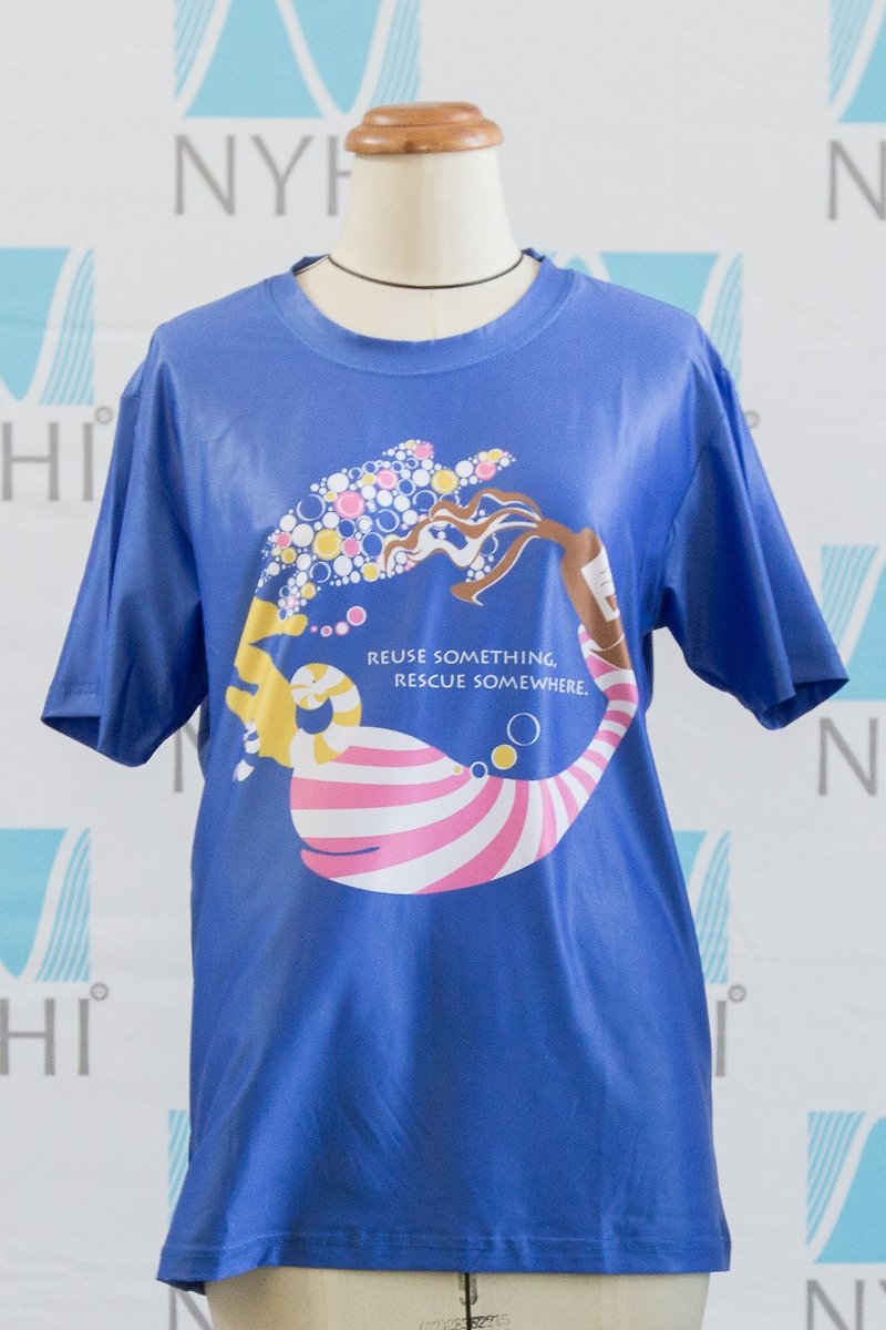 【NYHI】原创设计TEE-金奖作品 宝特瓶回收环保纤维织品 - 中性连帽卫衣/T 恤 - 环保材料 蓝色