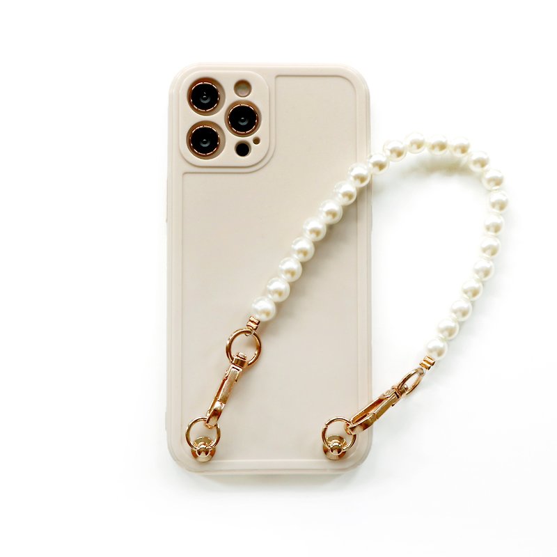 奶茶珍珠金链背带手机壳 - 手机壳/手机套 - 塑料 卡其色