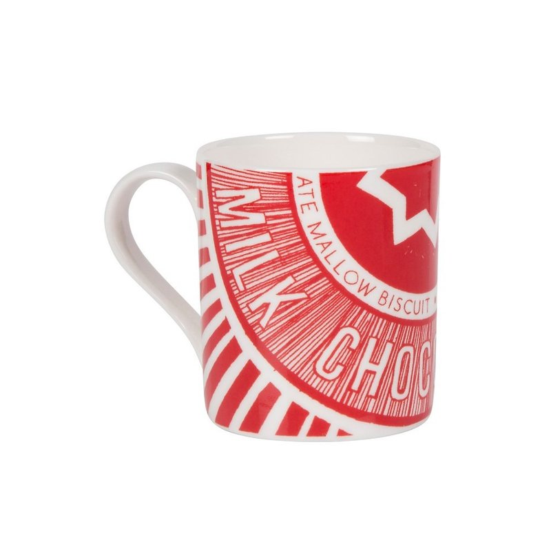 英国Gillian Kyle与Tunnock联名普普风手绘下午茶饼干文字马克杯 - 杯子 - 瓷 红色