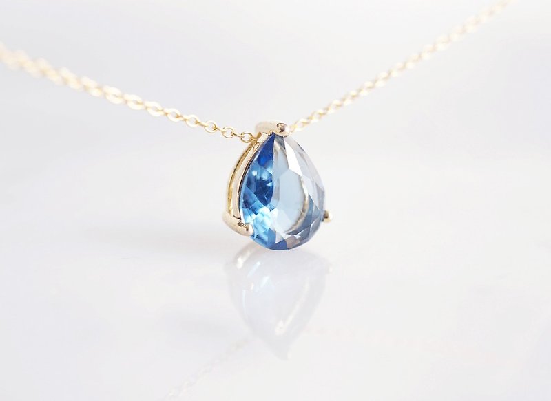 【14KGF】Necklace,Teardrop Glass-Montana- - 项链 - 玻璃 蓝色