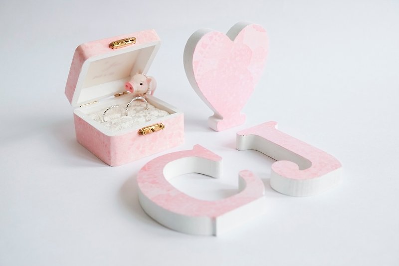 度身订造 - 婚礼木制结婚礼物 (一套) - 摆饰 - 木头 粉红色