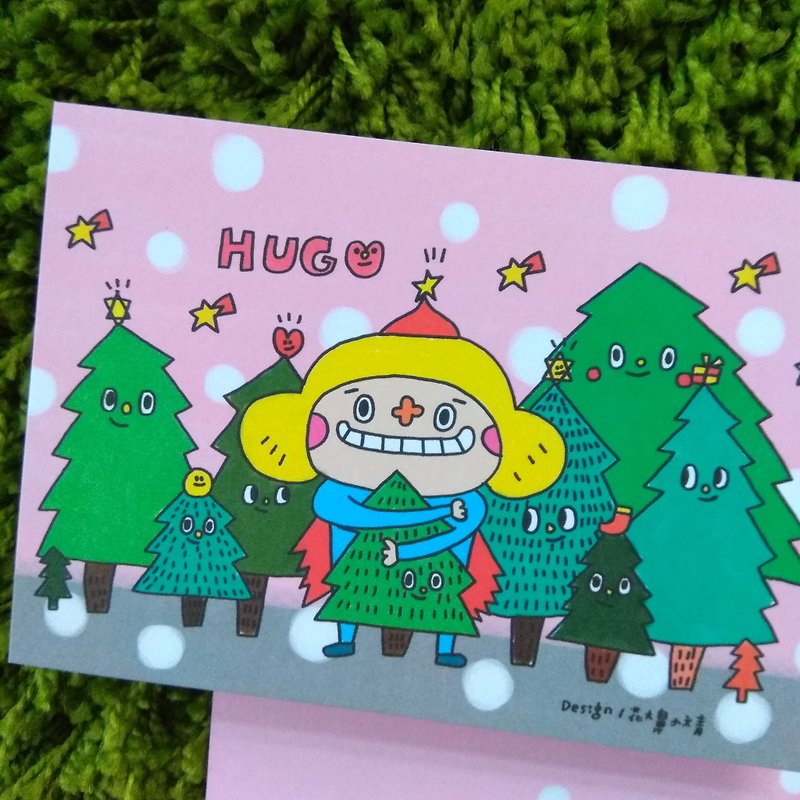 花大鼻明信片-HUG - 卡片/明信片 - 纸 粉红色