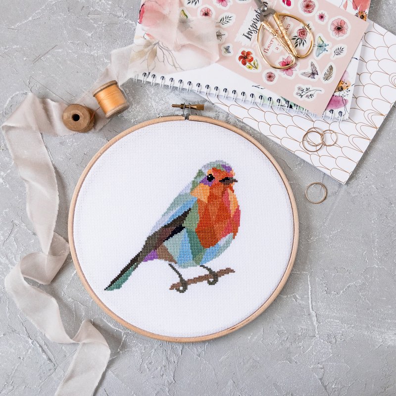 Robin Bird Cross Stitch PDF Pattern 十字繡 - 编织/刺绣/羊毛毡/裁缝 - 其他材质 