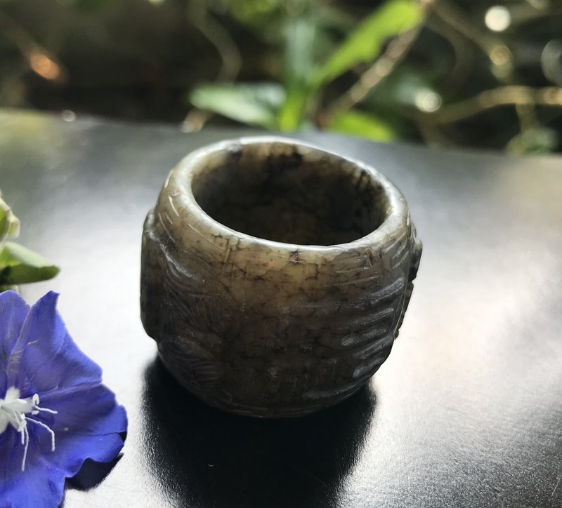 古玉 玉板指 高古玉  老玉 清代 文玩 古董  #山奇艺术 - 戒指 - 玉石 灰色
