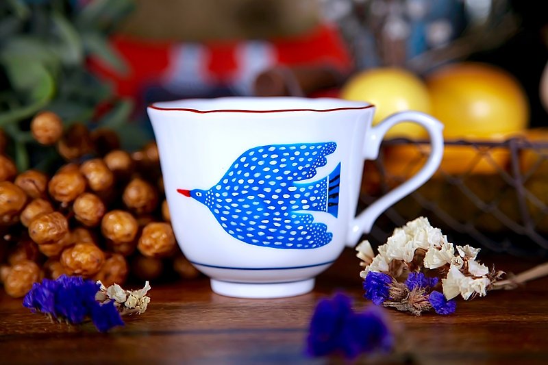 Blue Bird Tea cup 蓝鸟 手工绘制午茶杯 - 茶具/茶杯 - 瓷 