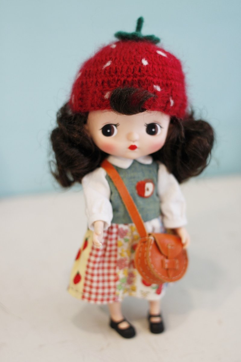 Holala尺寸手工编织草莓款娃帽 - 帽子 - 羊毛 红色