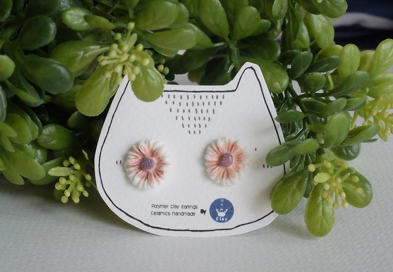Flowers polymer clay earrings - 耳环/耳夹 - 其他材质 红色