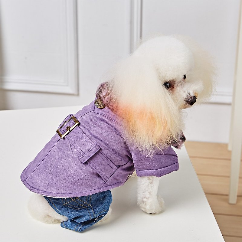 宠物衣服 豹纹毛领大衣(紫) - 衣/帽 - 棉．麻 紫色