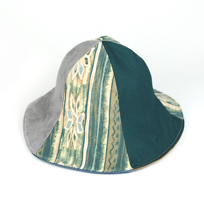 手工双面帽 遮阳帽 复古 简约百搭【海绿灰石】HM-33 限量 - 帽子 - 棉．麻 绿色
