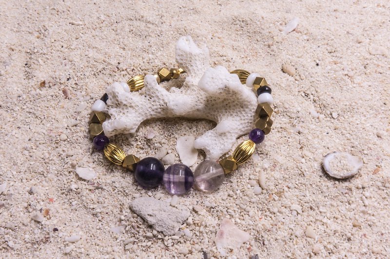手工天然矿石星座手链 巨蟹 - 手链/手环 - 宝石 紫色