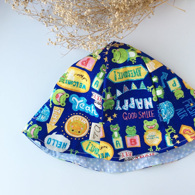 小青蛙遮阳帽 渔夫帽 宝宝帽 童帽 - 婴儿帽/发带 - 棉．麻 蓝色