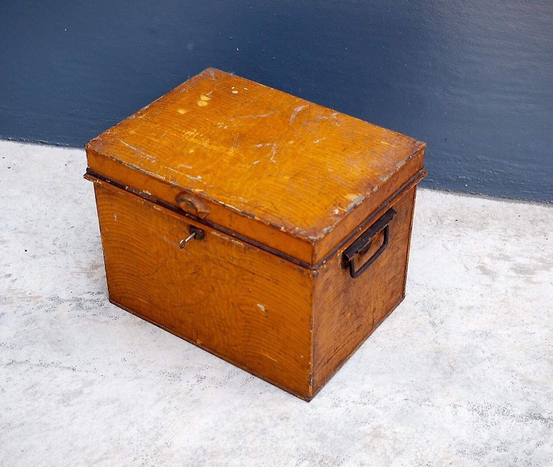 英国古董木纹铁箱工具箱/收纳箱 - 收纳用品 - 其他金属 
