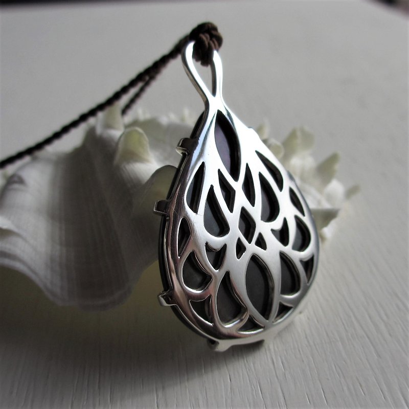 Shell/Silver 滴 Silk Necklace - 项链 - 其他金属 银色