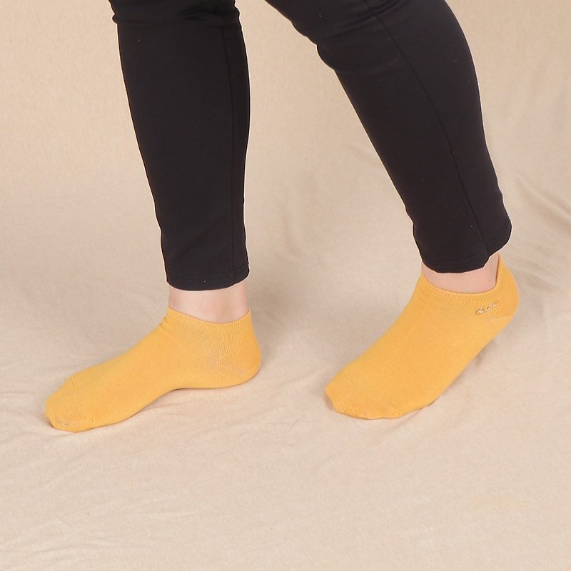 胶原蛋白抗菌除臭袜(单色款)柠檬黄/毕业 - 袜子 - 棉．麻 黄色