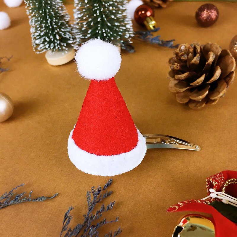 【圣诞礼盒】圣诞帽发夹 立体 发饰 - 发饰 - 聚酯纤维 红色
