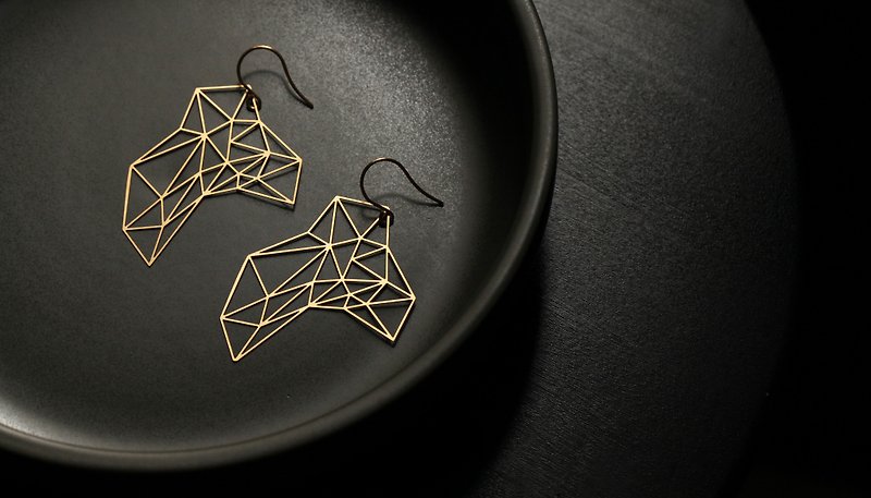 金石头耳环 Stone Earrings (Gold) - 耳环/耳夹 - 其他金属 金色