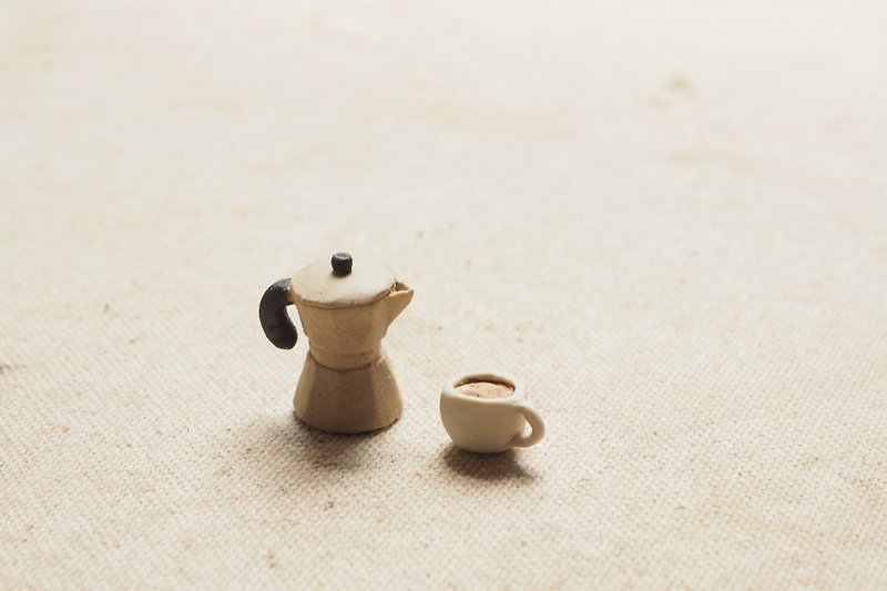 Tiny Moca pot coffee ceramics set - 摆饰 - 陶 咖啡色