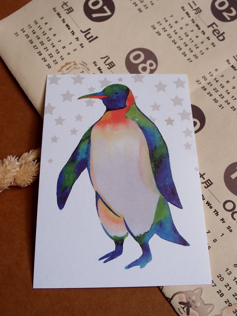 水彩渲染明信片-企鹅 - 卡片/明信片 - 纸 