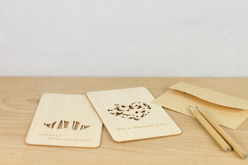 温暖木质卡片 免费客制化 小鸡 家 - 卡片/明信片 - 木头 咖啡色