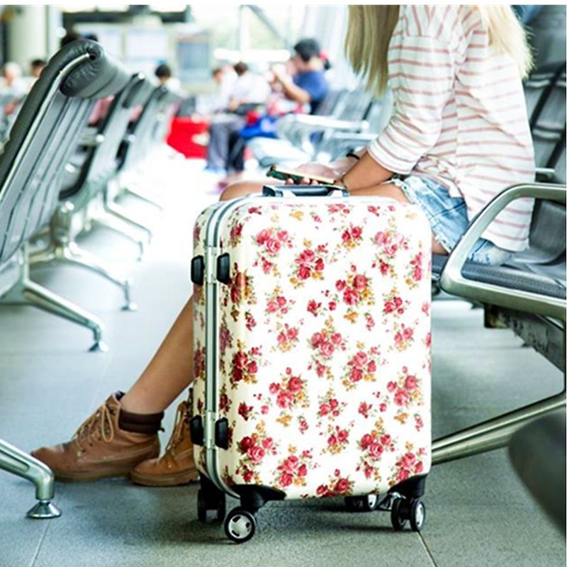 缤纷玫瑰红系-手工印纹时尚铝框20寸行李箱/旅行箱 - 行李箱/行李箱保护套 - 塑料 