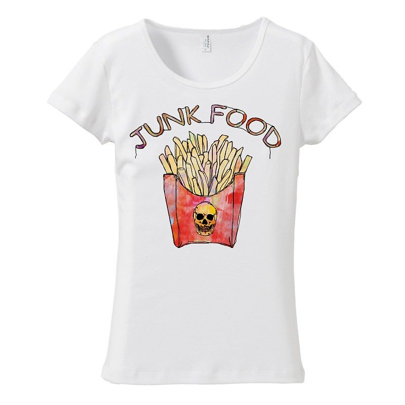 [レディースTシャツ] French fries - 女装 T 恤 - 棉．麻 白色