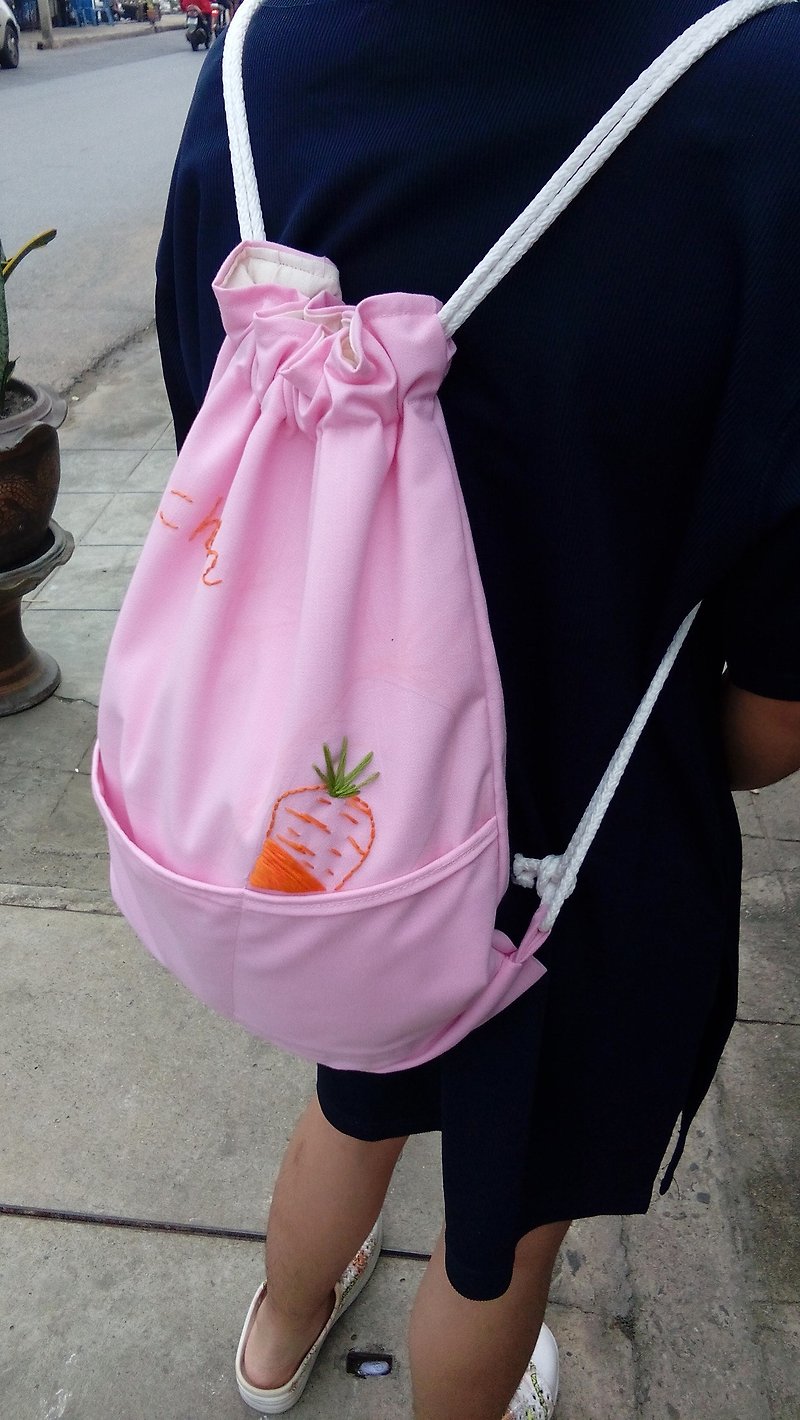 ๏Carrot drawstring backpack๏   - 束口袋双肩包 - 棉．麻 