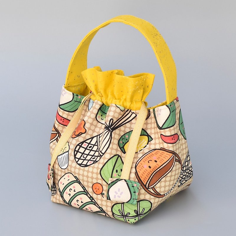 LukChup : Drawstringbag Kanom Thai Pattern - 化妆包/杂物包 - 棉．麻 咖啡色