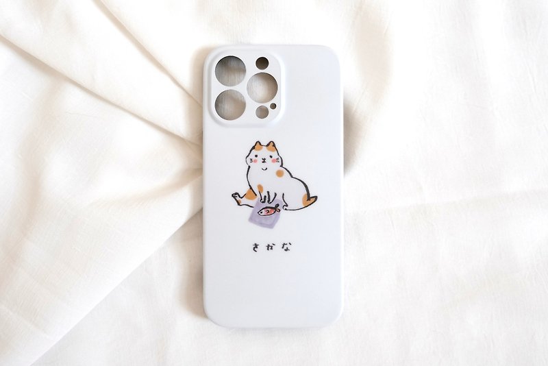 猫咪爱吃鱼 雾面手机壳 - 手机壳/手机套 - 塑料 白色